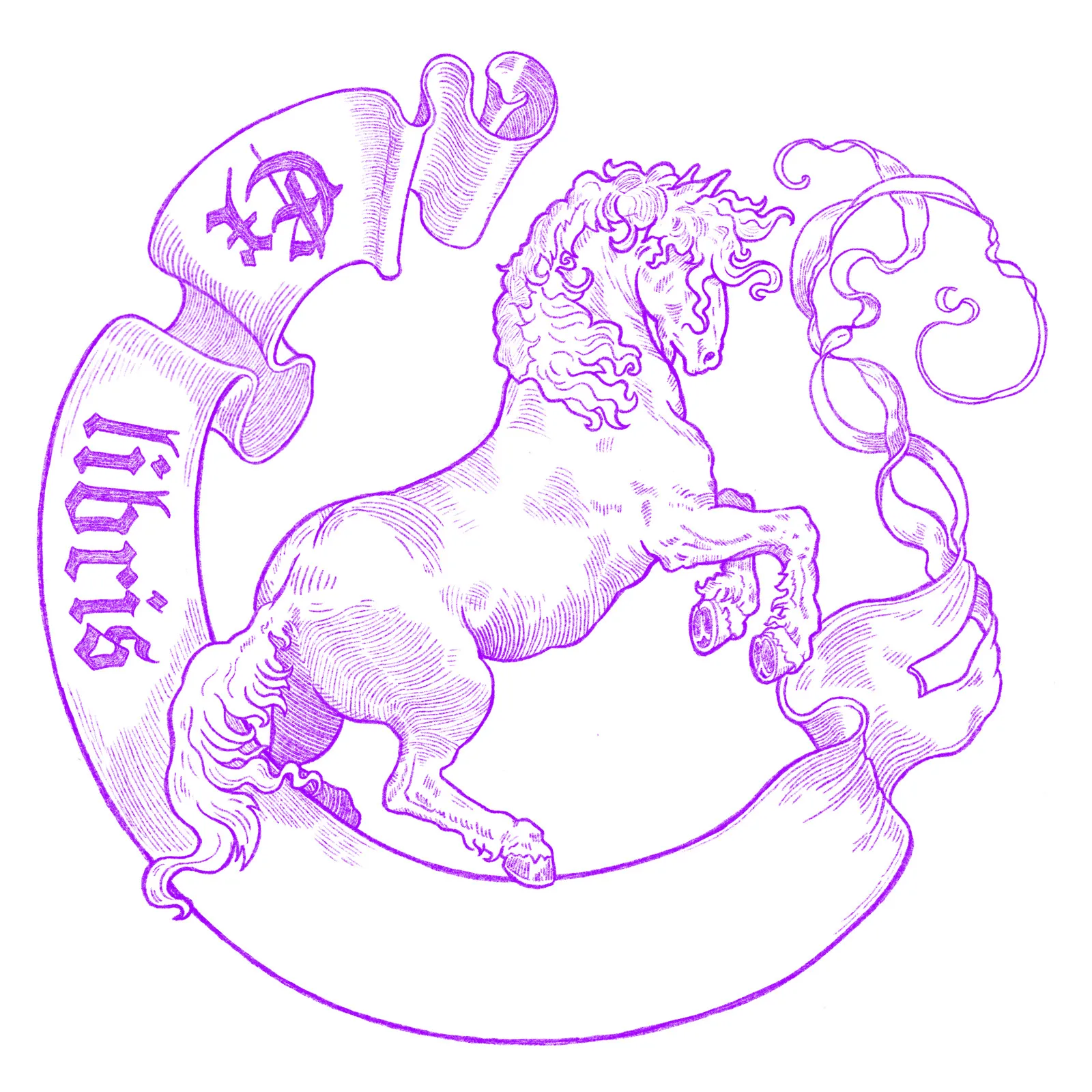 Dasselbe Exlibris in Violett.